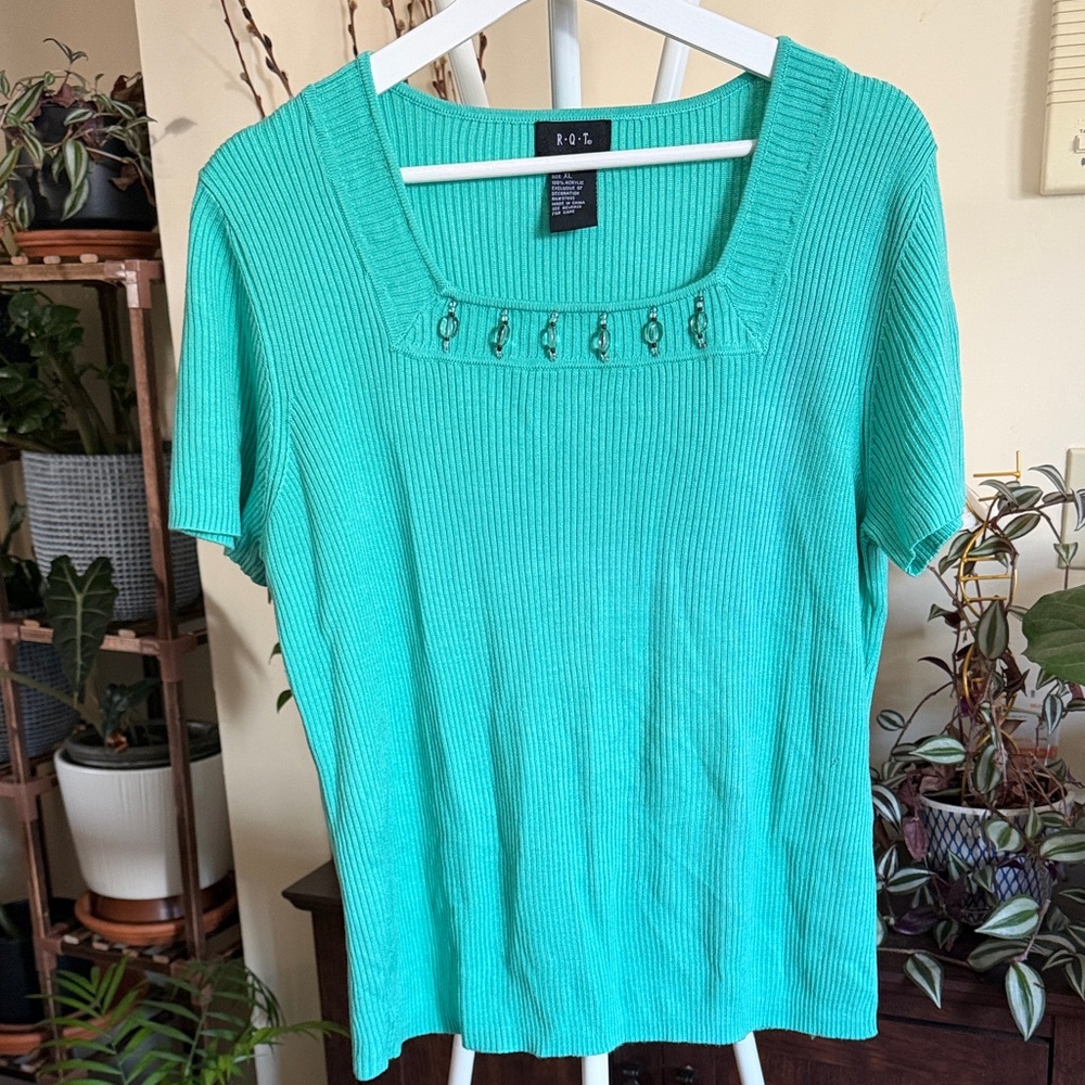 R & S Teal Short Sleeve Top
